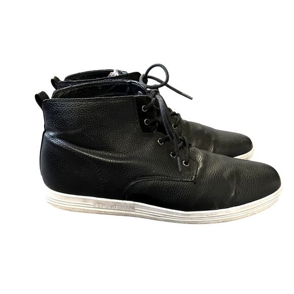 Ben Sherman Mens 11.5 Vance LEATHER Lace Up Chukka Boots High Top Sneakers Black - Picture 1 of 7